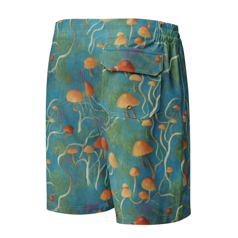 Azure Mushroom Meadow on Men's Board Shorts — Back