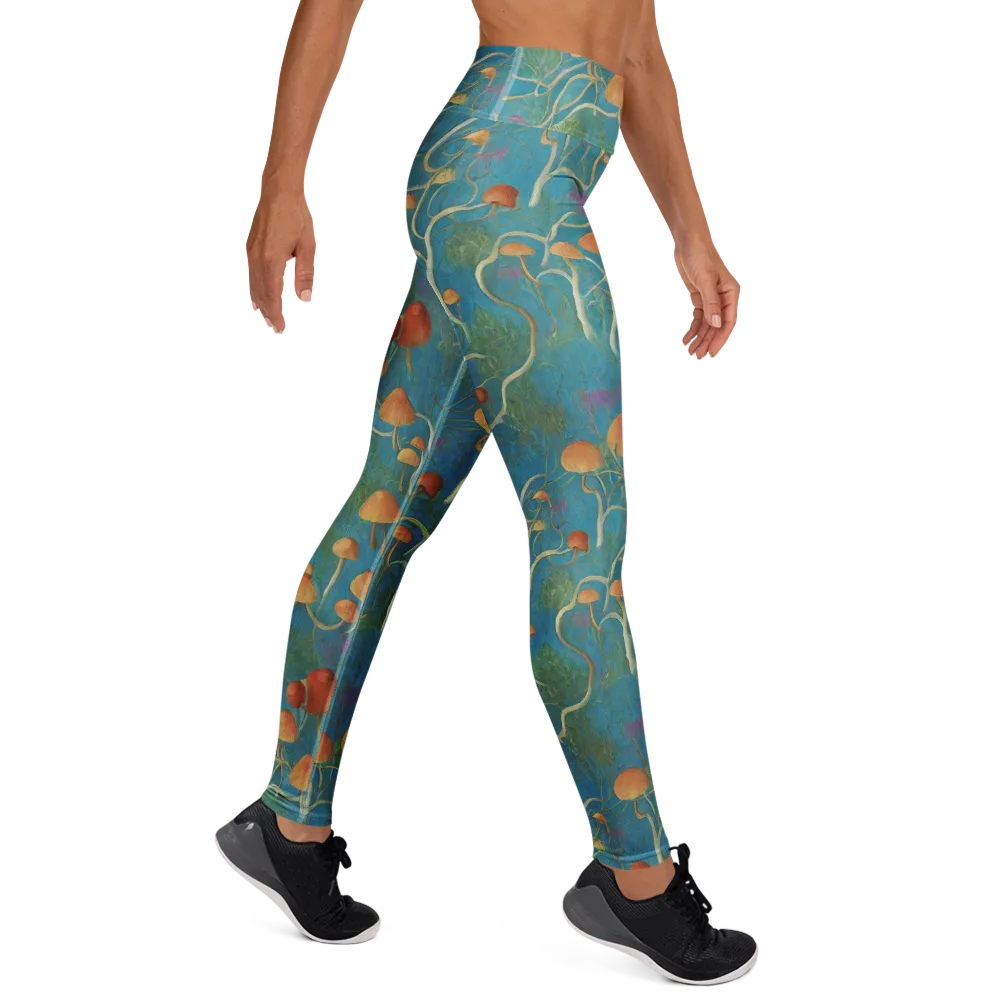 Azure Mushroom Meadow on Yoga Leggings — Right