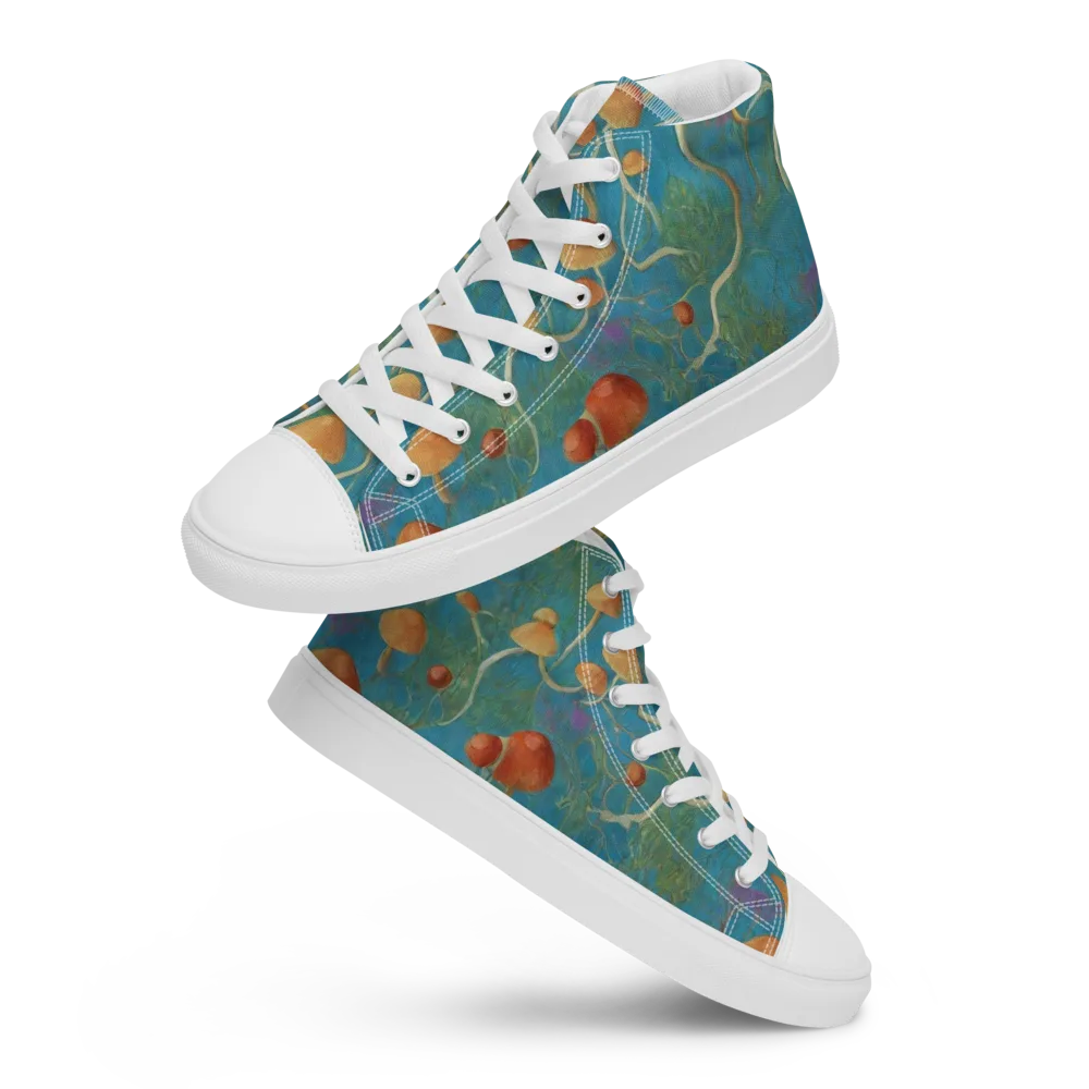 Azure Mushroom Meadow on Men's High Top Canvas Shoes — Front