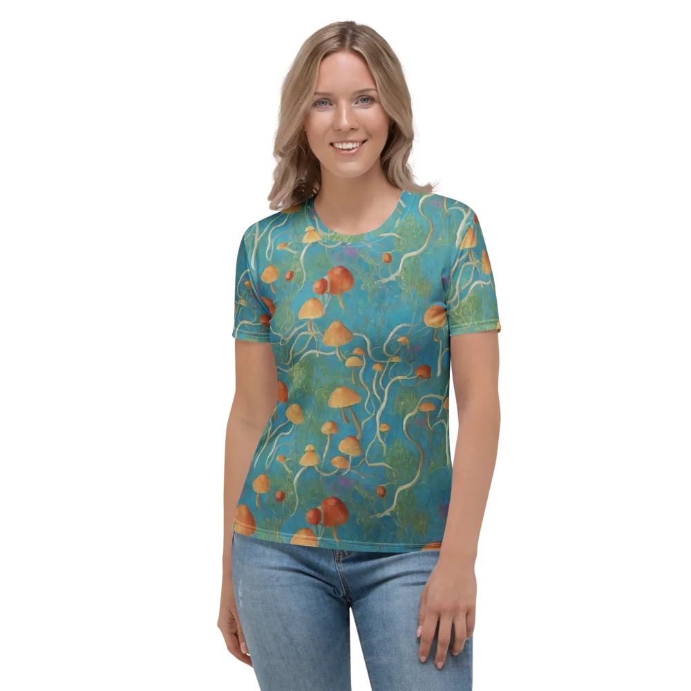 Azure Mushroom Meadow on Women's Crew Neck T-Shirt — Front
