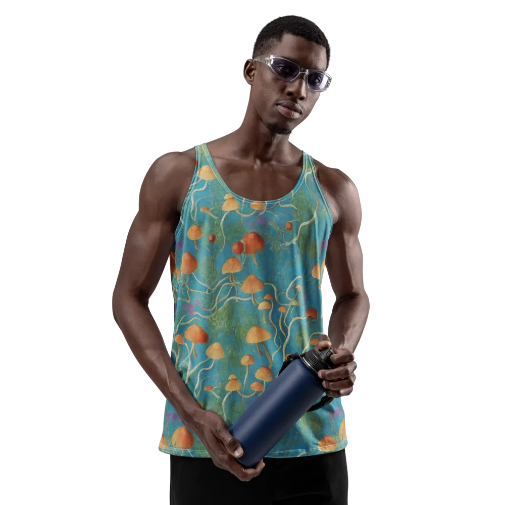Azure Mushroom Meadow on Men's Tank Top — Front