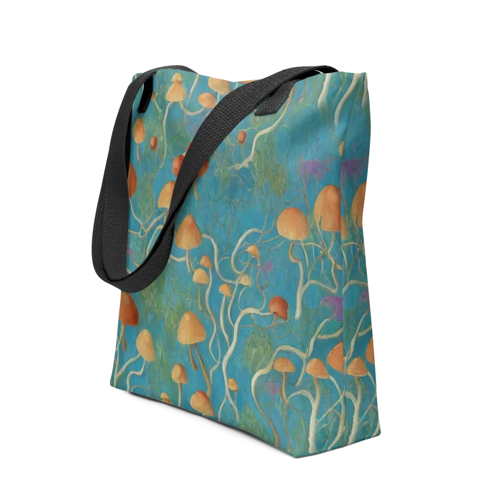 Azure Mushroom Meadow on Tote Bag — Front