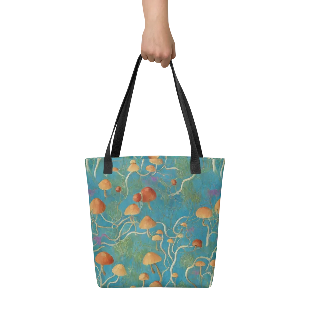 Azure Mushroom Meadow on Tote Bag — Front