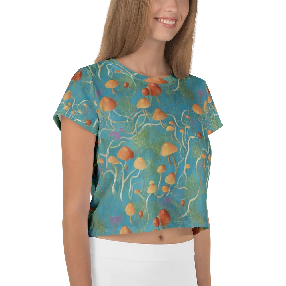 Azure Mushroom Meadow on Crop Tee — Right