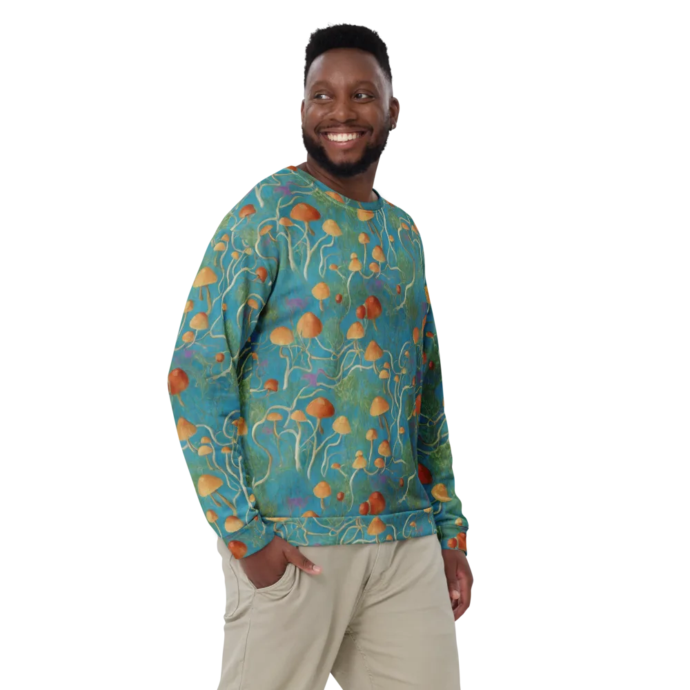 Azure Mushroom Meadow on Sweatshirt — Front