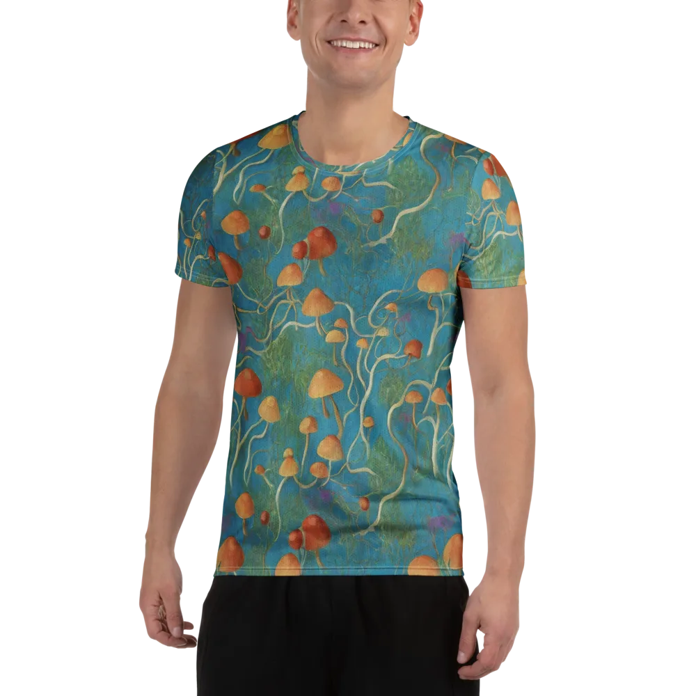Azure Mushroom Meadow on Men's Athletic T-Shirt — Front