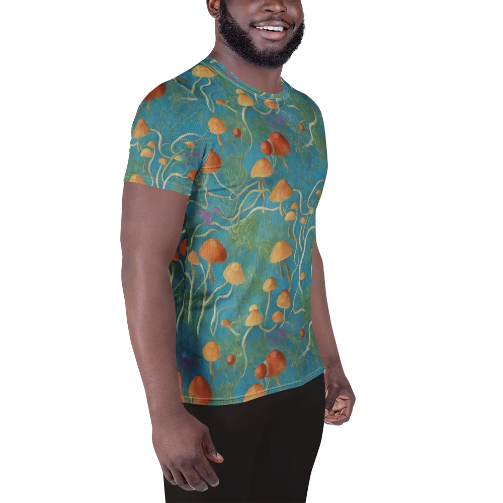 Azure Mushroom Meadow on Men's Athletic T-Shirt — Right