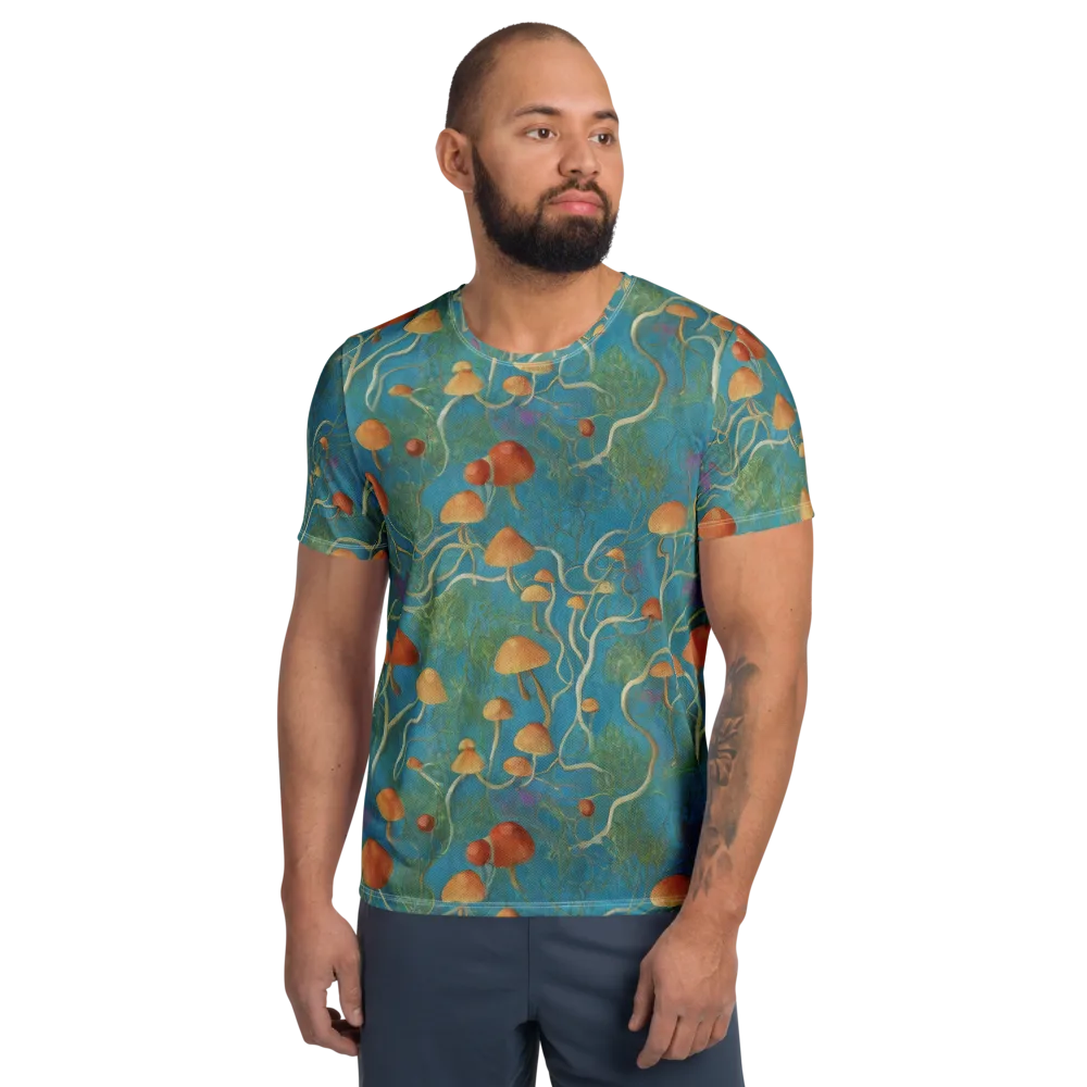 Azure Mushroom Meadow on Men's Athletic T-Shirt — Front