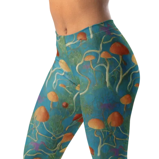 Azure Mushroom Meadow on a Leggings