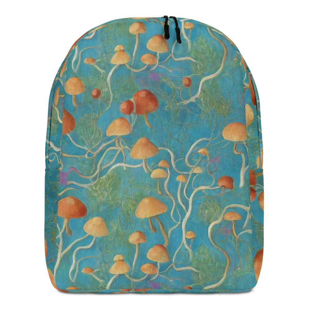Azure Mushroom Meadow on Minimalist Backpack — Front