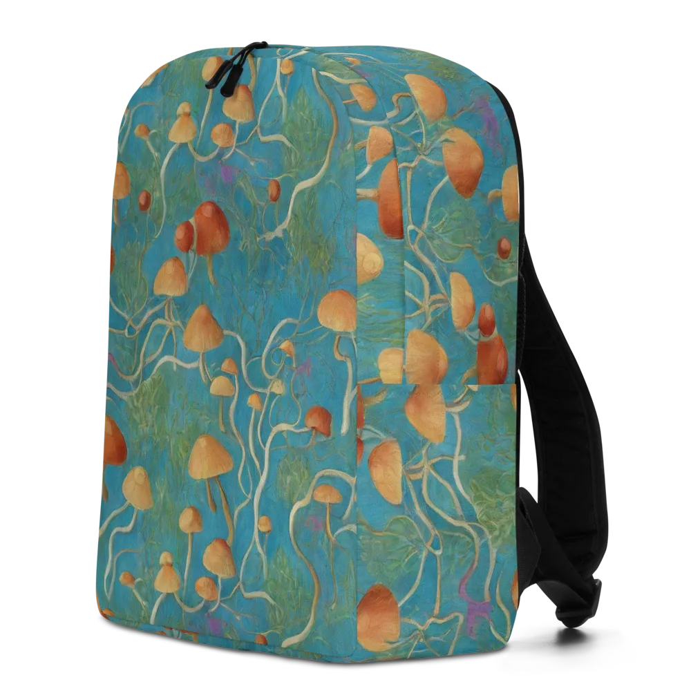 Azure Mushroom Meadow on Minimalist Backpack — Left