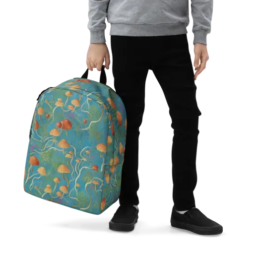 Azure Mushroom Meadow on a Minimalist Backpack