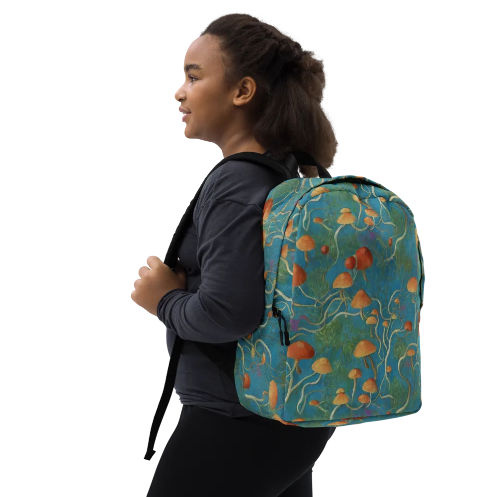 Azure Mushroom Meadow on Minimalist Backpack — Right Front