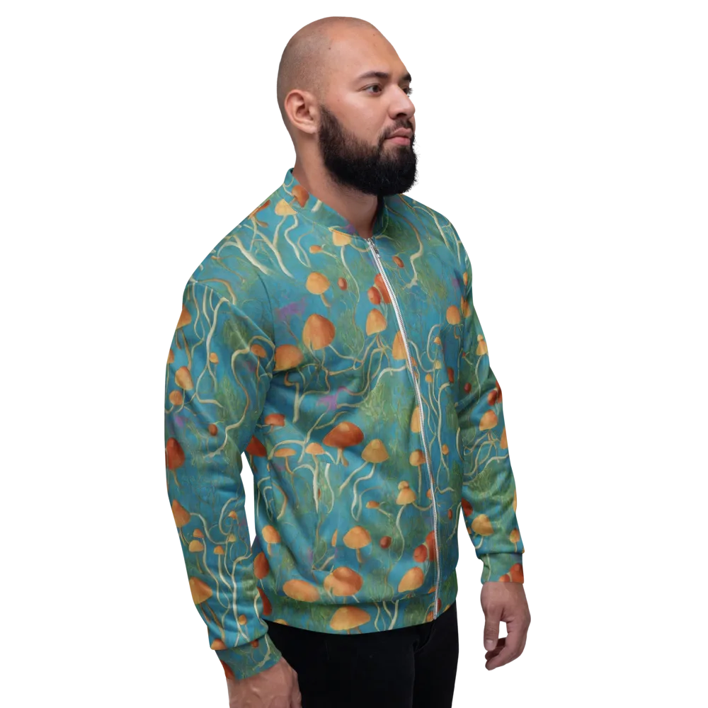 Azure Mushroom Meadow on Bomber Jacket — Right