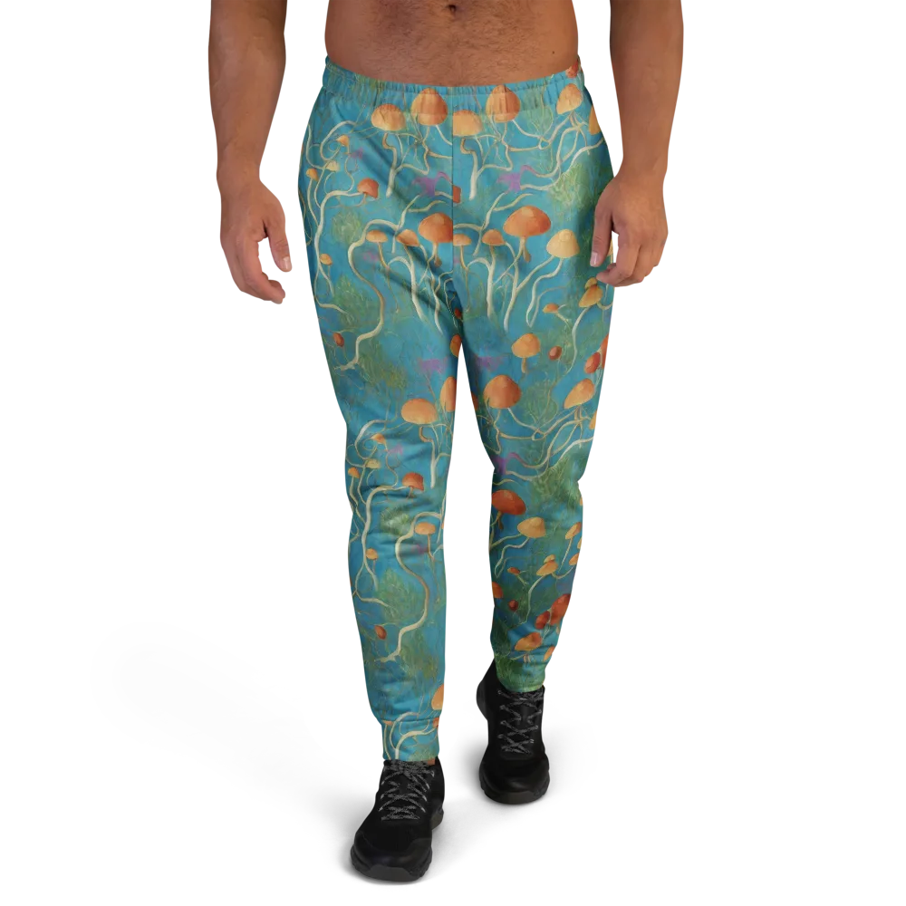 Azure Mushroom Meadow on Men's Joggers — Front