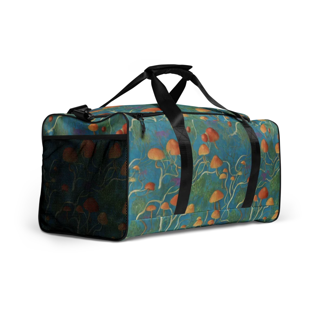 Azure Mushroom Meadow on Duffle Bag — Right Front