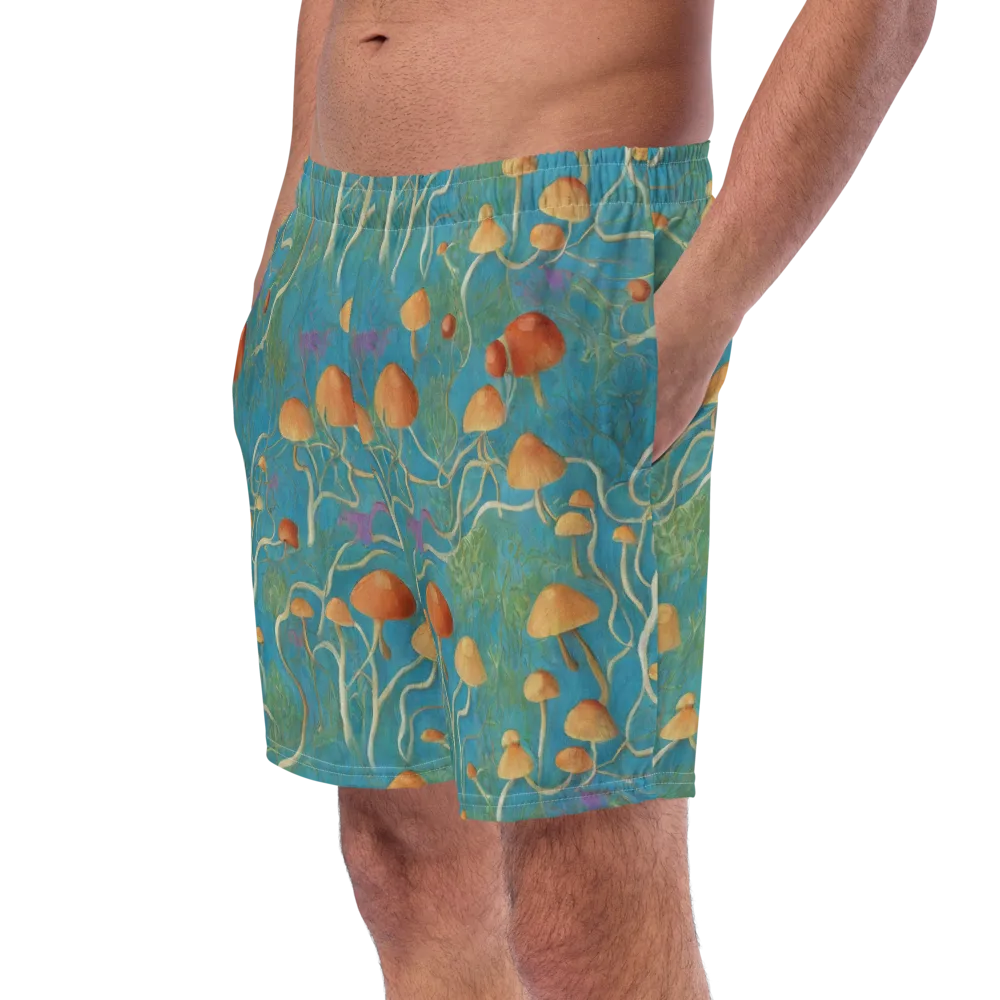 Azure Mushroom Meadow on Swim Trunks — Left Front