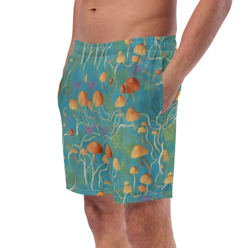 Azure Mushroom Meadow on a Swim Trunks