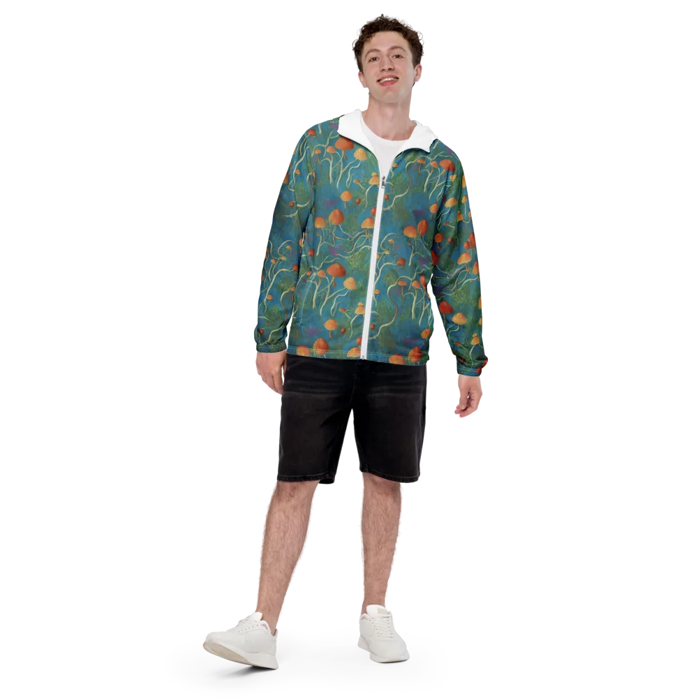Azure Mushroom Meadow on Men's Windbreaker — Front