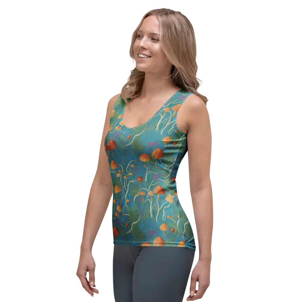 Azure Mushroom Meadow on Women's Tank Top — Left Front