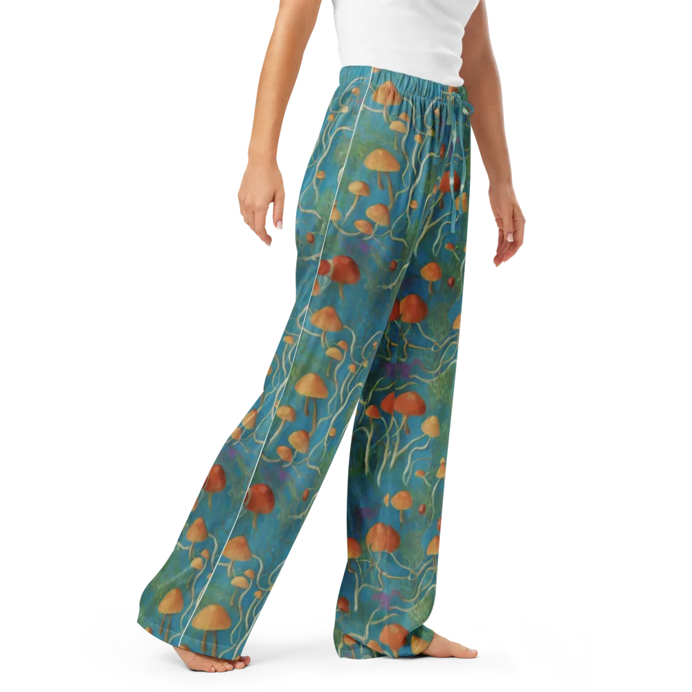Azure Mushroom Meadow on Women's Pajama Pants — Right Front