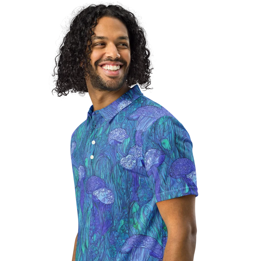 Mooncap Meadow on Men's Slim Fit Polo Shirt — Left Front