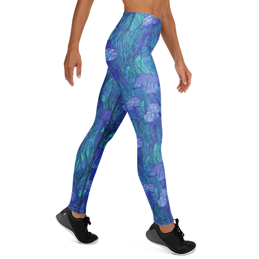 Mooncap Meadow on Yoga Leggings — Right