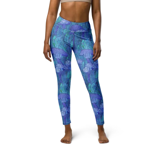 Mooncap Meadow on a Yoga Leggings