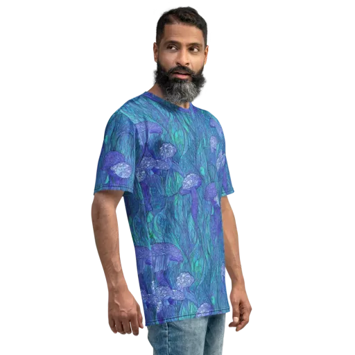 Mooncap Meadow on a Men's Crew Neck T-Shirt
