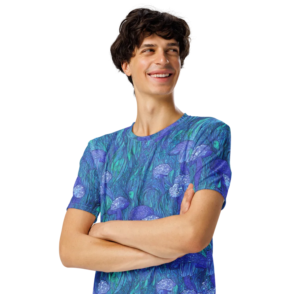Mooncap Meadow on Men's Crew Neck T-Shirt — Left Front