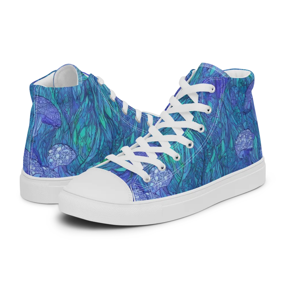 Mooncap Meadow on Men's High Top Canvas Shoes — Left