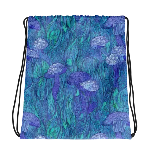 Mooncap Meadow on a Drawstring Bag