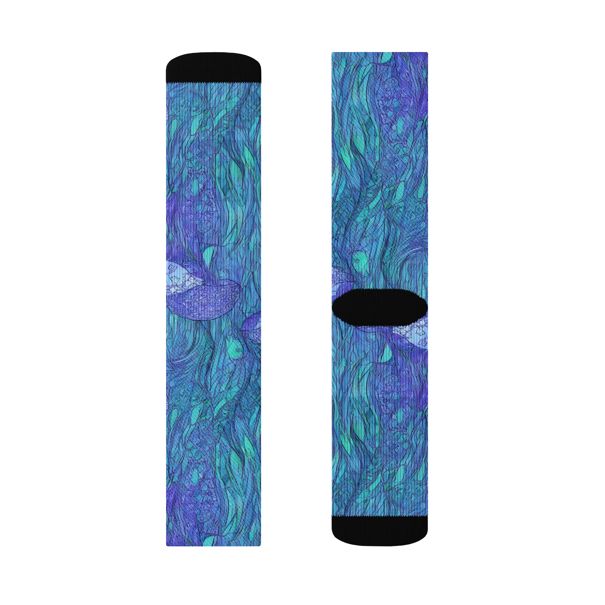 Mooncap Meadow on Socks — Left Sock