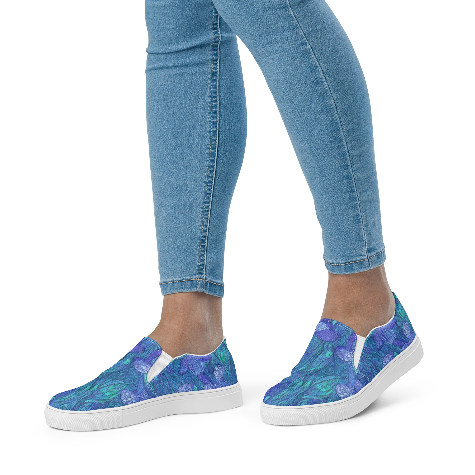 Mooncap Meadow on Women's Slip-On Canvas Shoes — Front