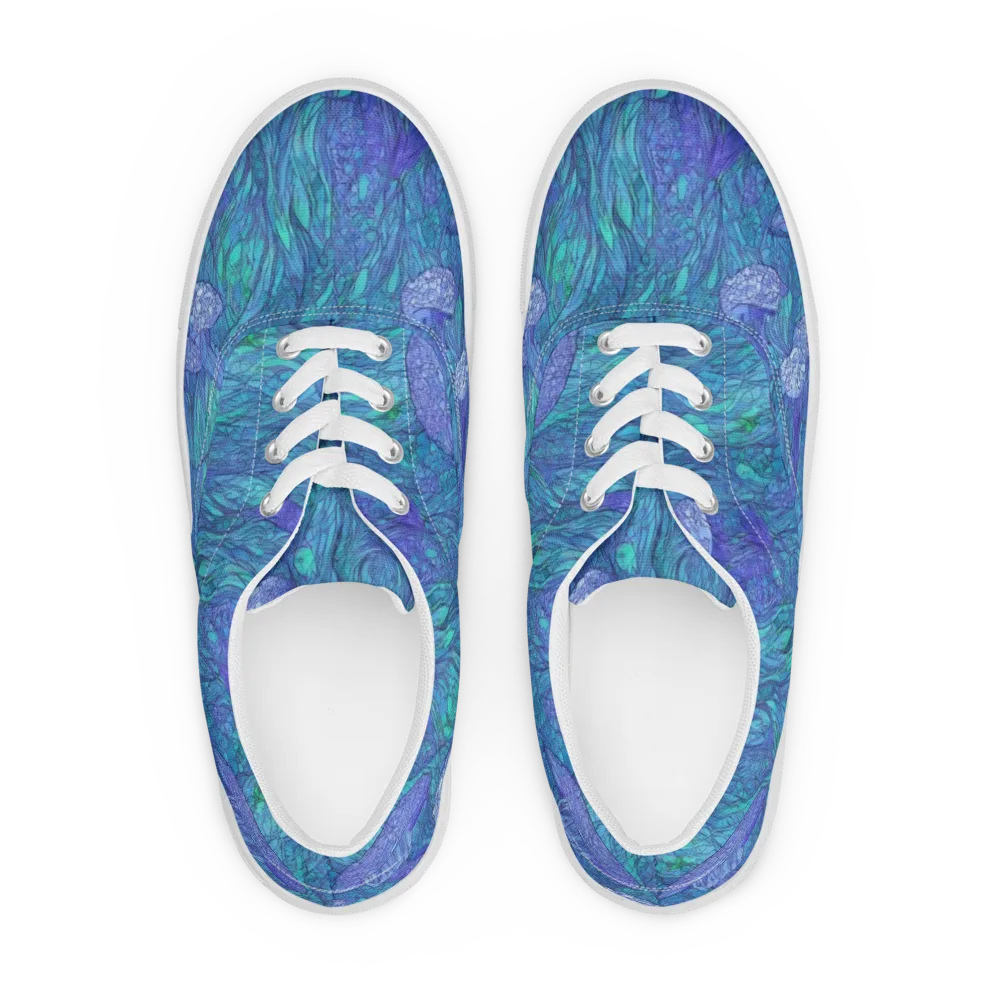 Mooncap Meadow on Men's Lace-Up Canvas Shoes — Front