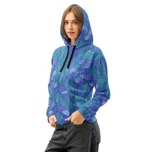 Mooncap Meadow on a Cotton Hoodie