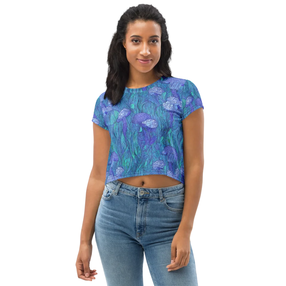 Mooncap Meadow on Crop Tee — Front
