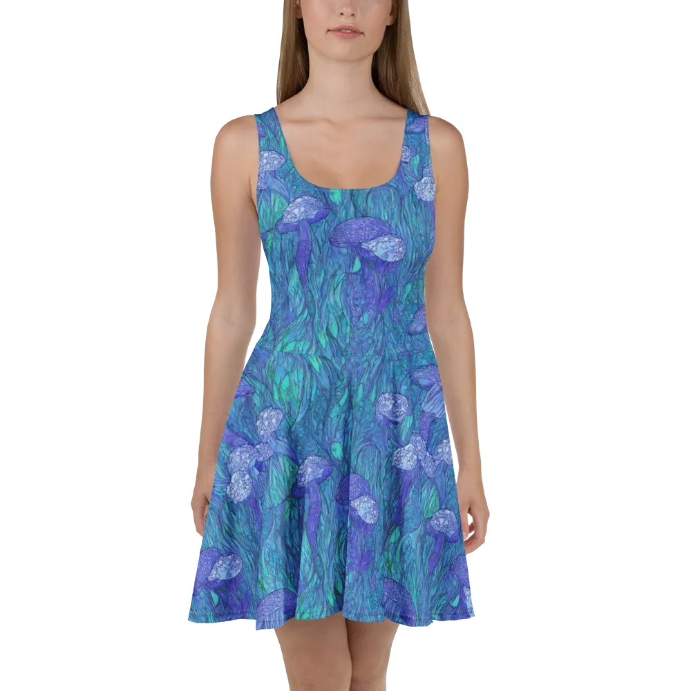 Mooncap Meadow on Skater Dress — Front