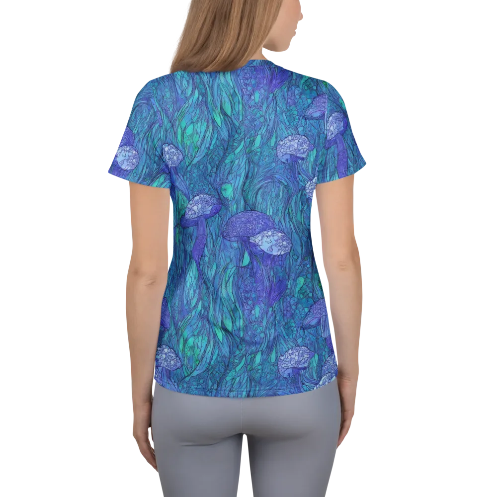 Mooncap Meadow on Women's Athletic T-Shirt — Back