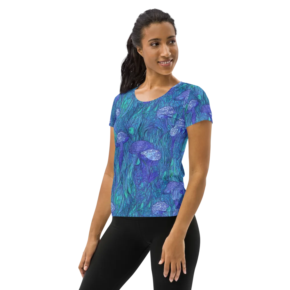 Mooncap Meadow on Women's Athletic T-Shirt — Left