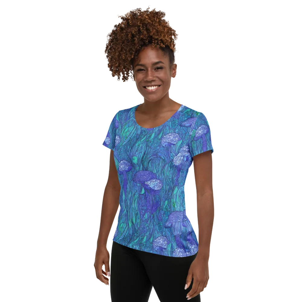 Mooncap Meadow on Women's Athletic T-Shirt — Left