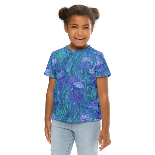 Mooncap Meadow on a Kids Crew Neck T-Shirt