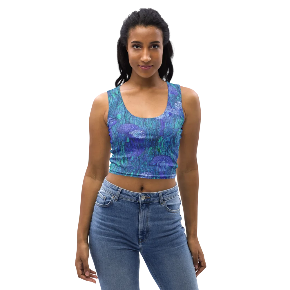 Mooncap Meadow on Crop Top — Front