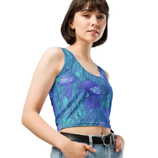 Mooncap Meadow on a Crop Top