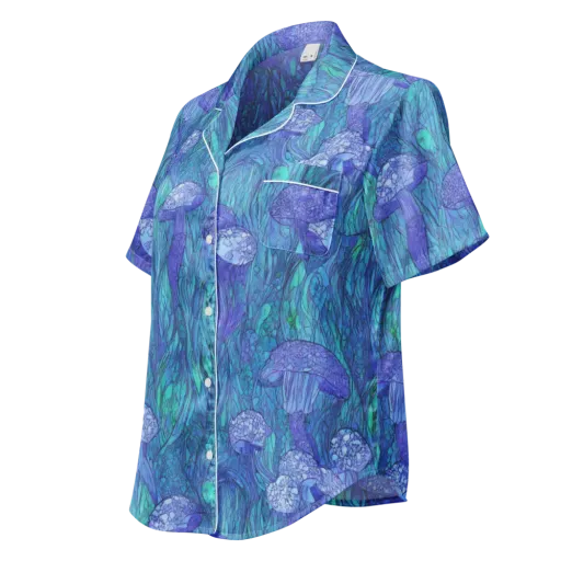 Mooncap Meadow on a Women's Short Sleeve Pajama Top