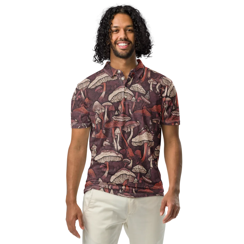 Crimson Mycelium on Men's Slim Fit Polo Shirt — Front
