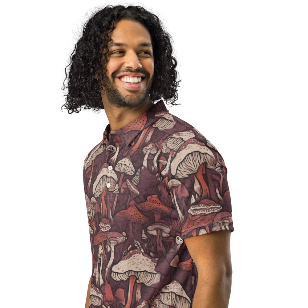 Crimson Mycelium on Men's Slim Fit Polo Shirt — Left Front