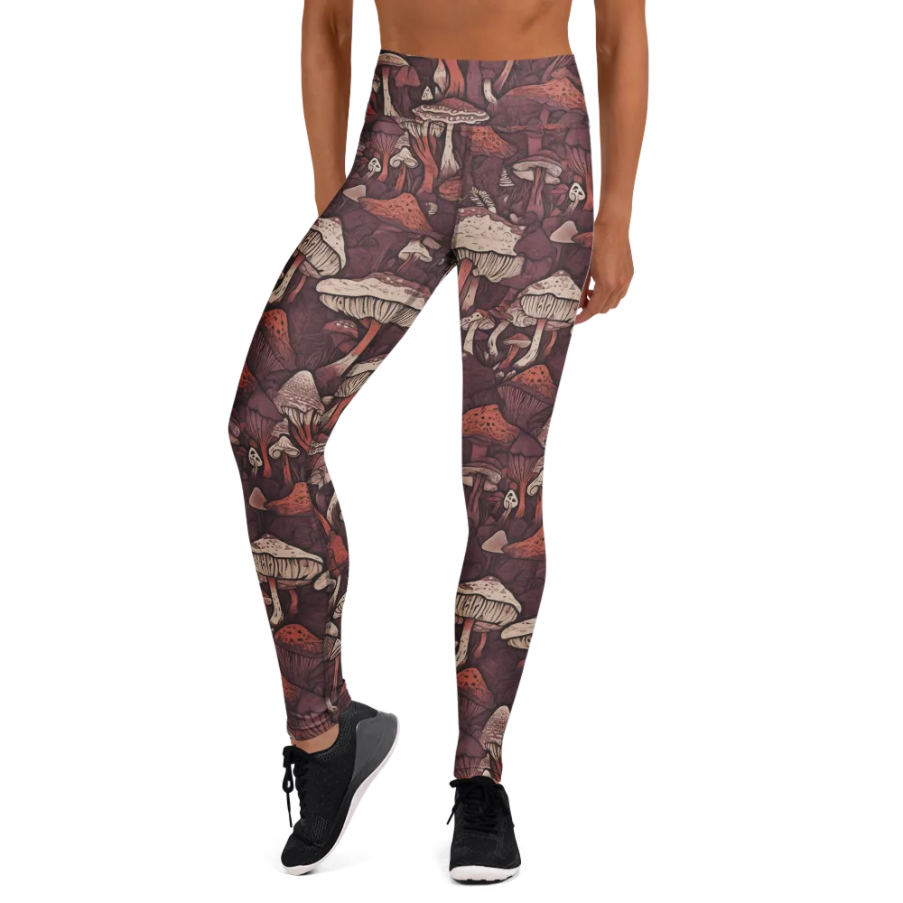 Crimson Mycelium on Yoga Leggings — Front