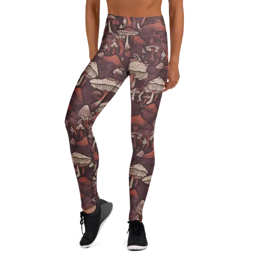 Crimson Mycelium on a Yoga Leggings
