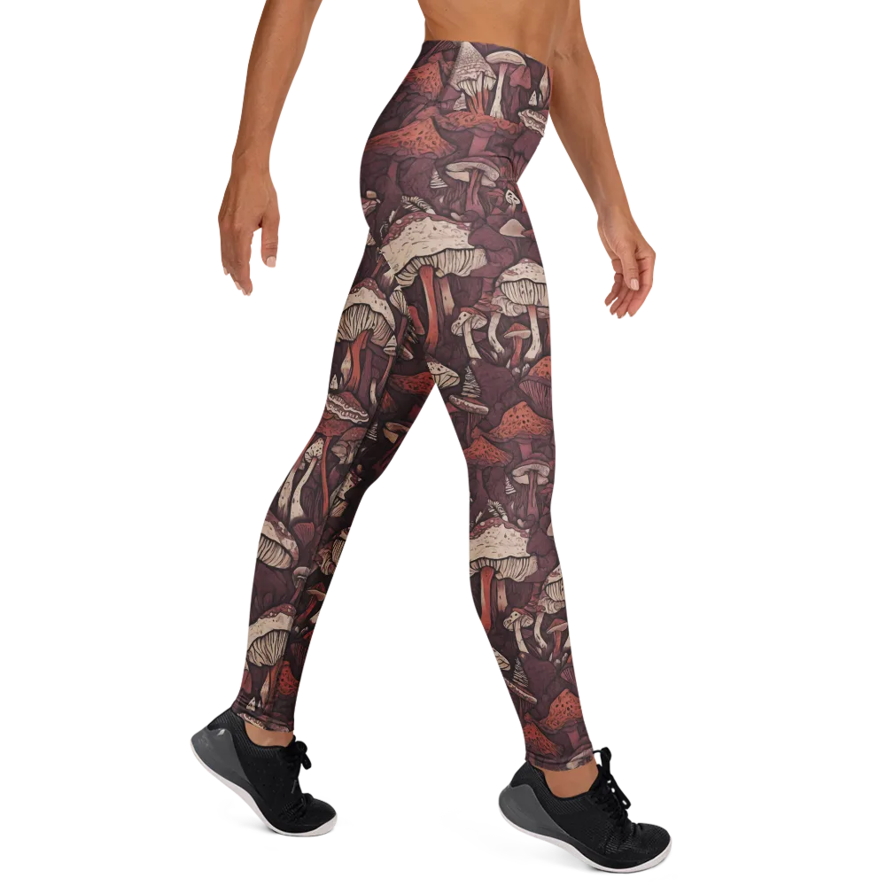 Crimson Mycelium on Yoga Leggings — Right
